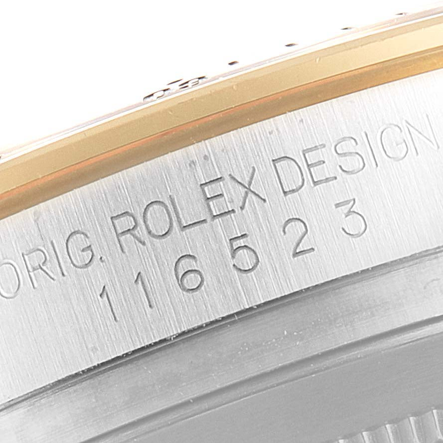 Rolex Daytona Steel Yellow Gold MOP Diamond Mens Watch 116523 Box Card