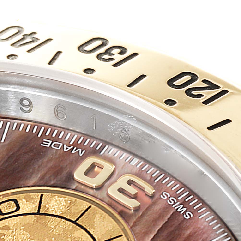 Rolex Daytona Steel Yellow Gold Mother of Pearl Diamond Mens Watch 116523 Box Card