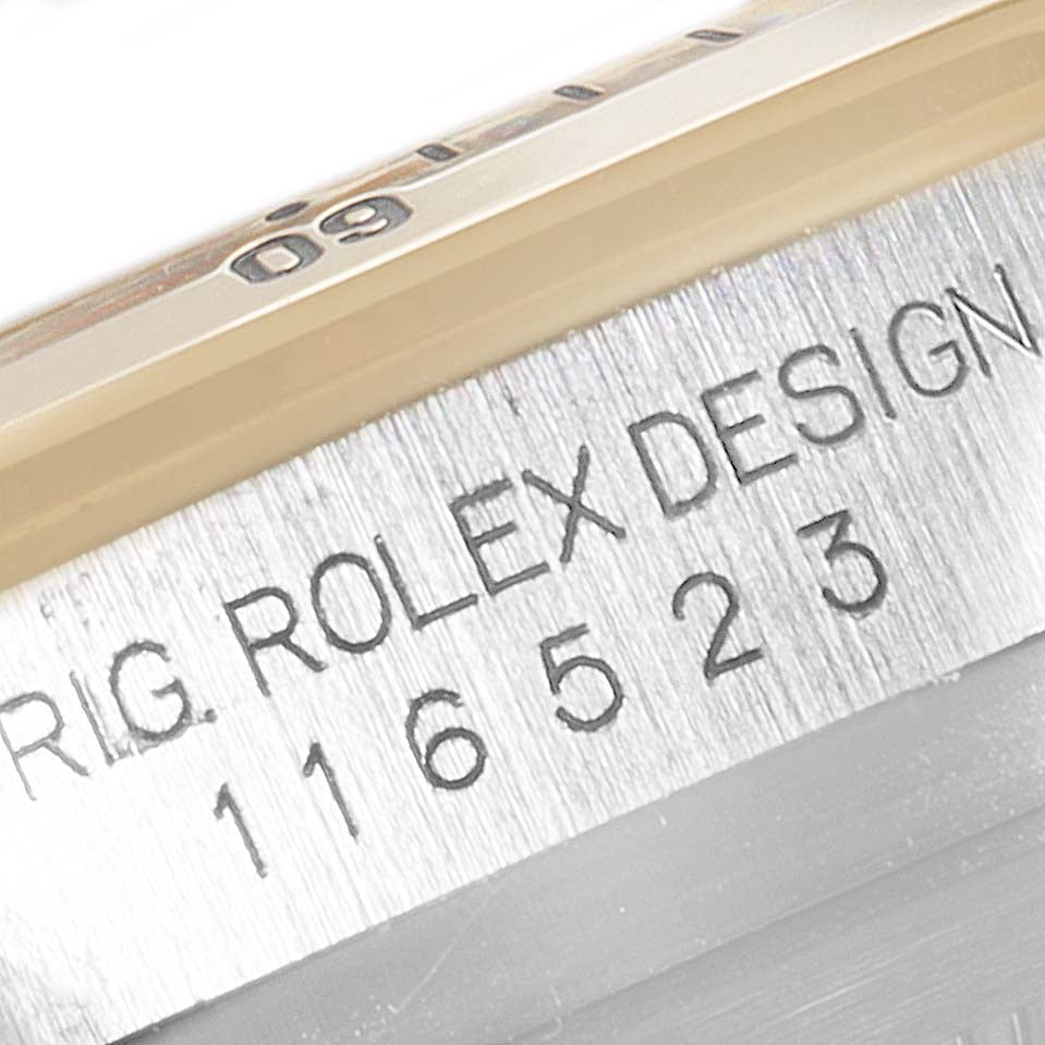 Rolex Daytona Steel Yellow Gold Mother of Pearl Diamond Mens Watch 116523 Box Card
