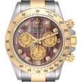 Rolex Daytona Steel Yellow Gold Mother of Pearl Diamond Mens Watch 116523 Box Card