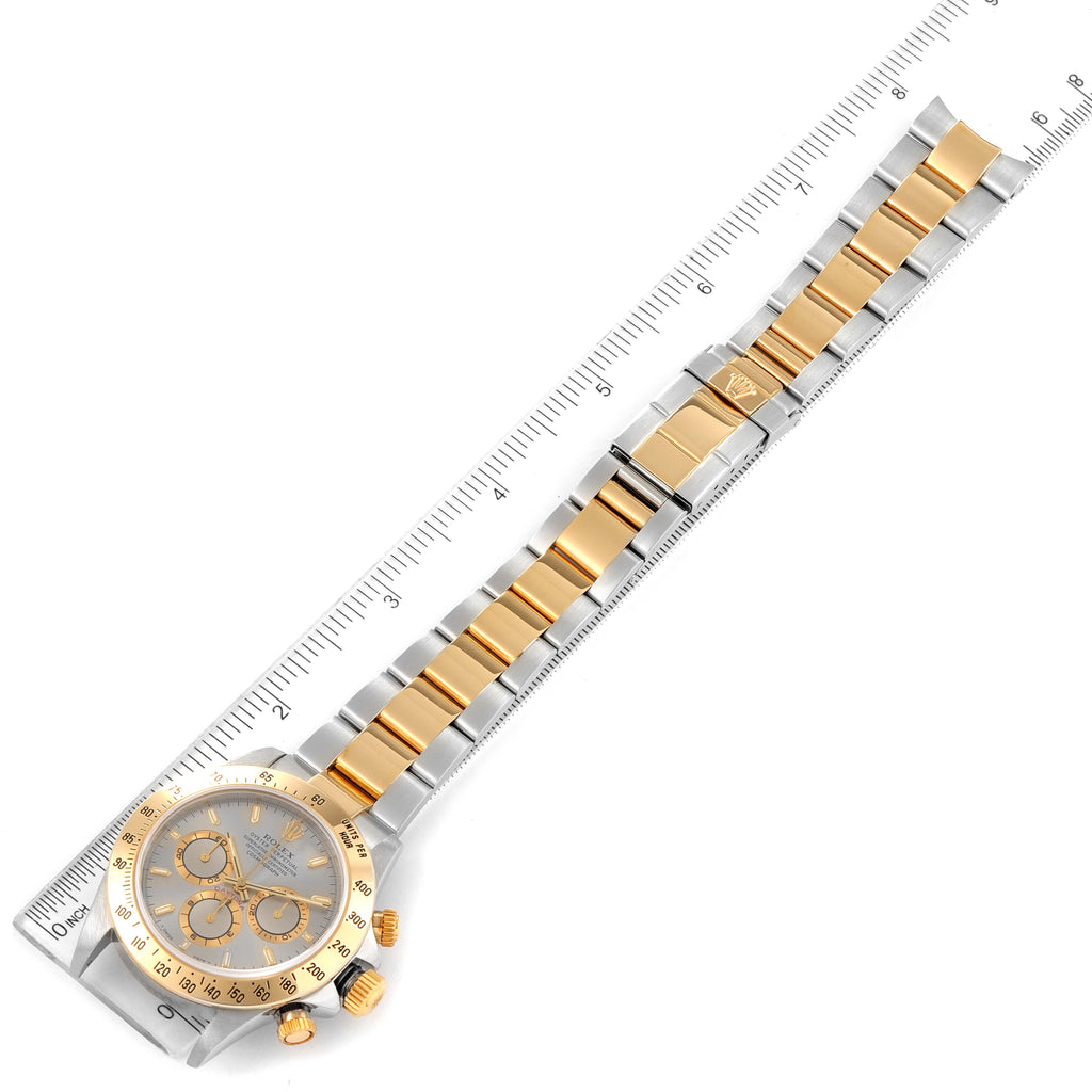 Rolex Daytona Steel Yellow Gold Slate Dial Mens Watch 16523 Box Papers