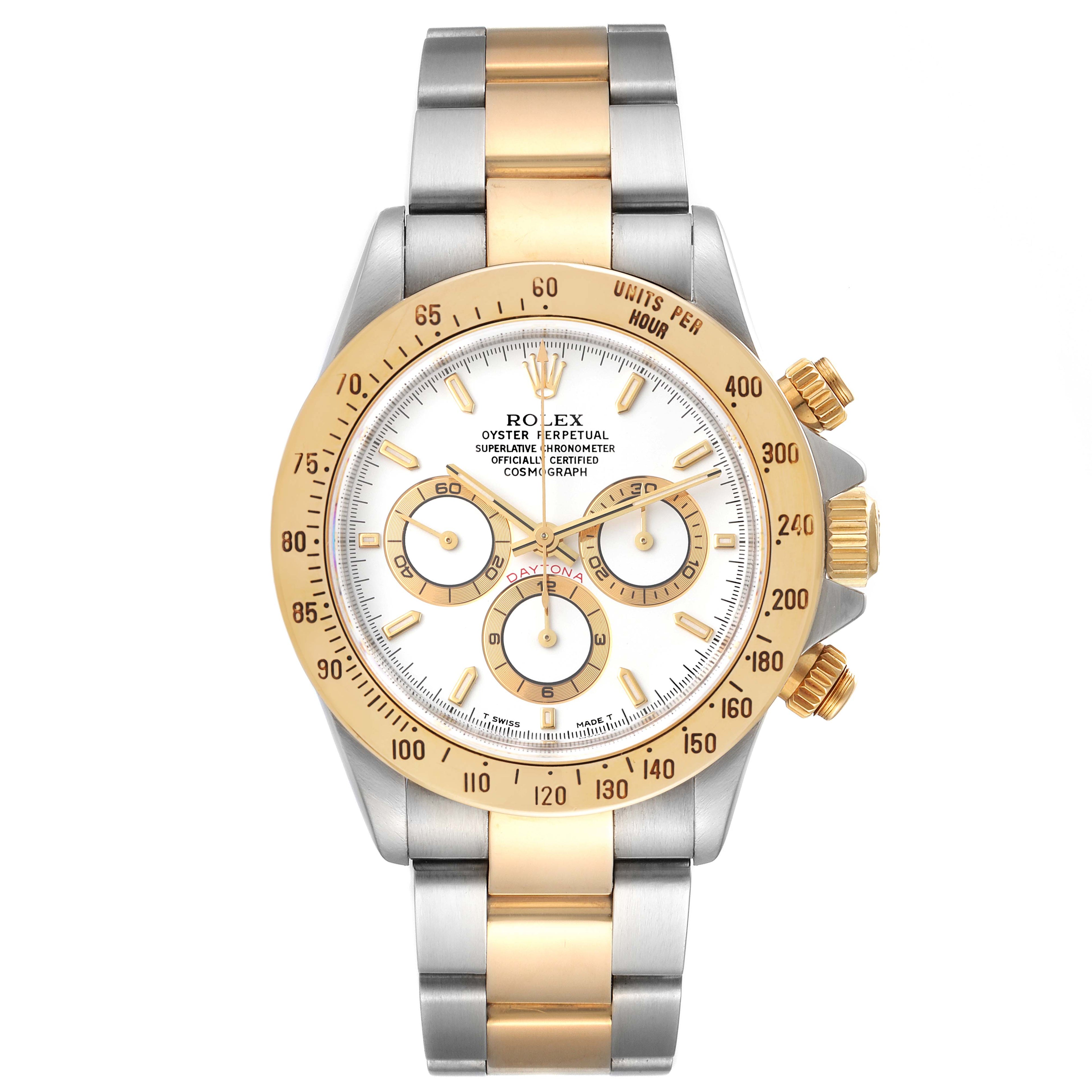 Rolex Daytona Steel Yellow Gold White Dial Mens Watch 16523