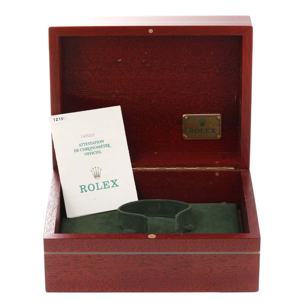 Rolex Daytona Steel Yellow Gold White Dial Mens Watch 16523 Box Papers