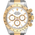 Rolex Daytona Steel Yellow Gold White Dial Mens Watch 16523 Box Papers