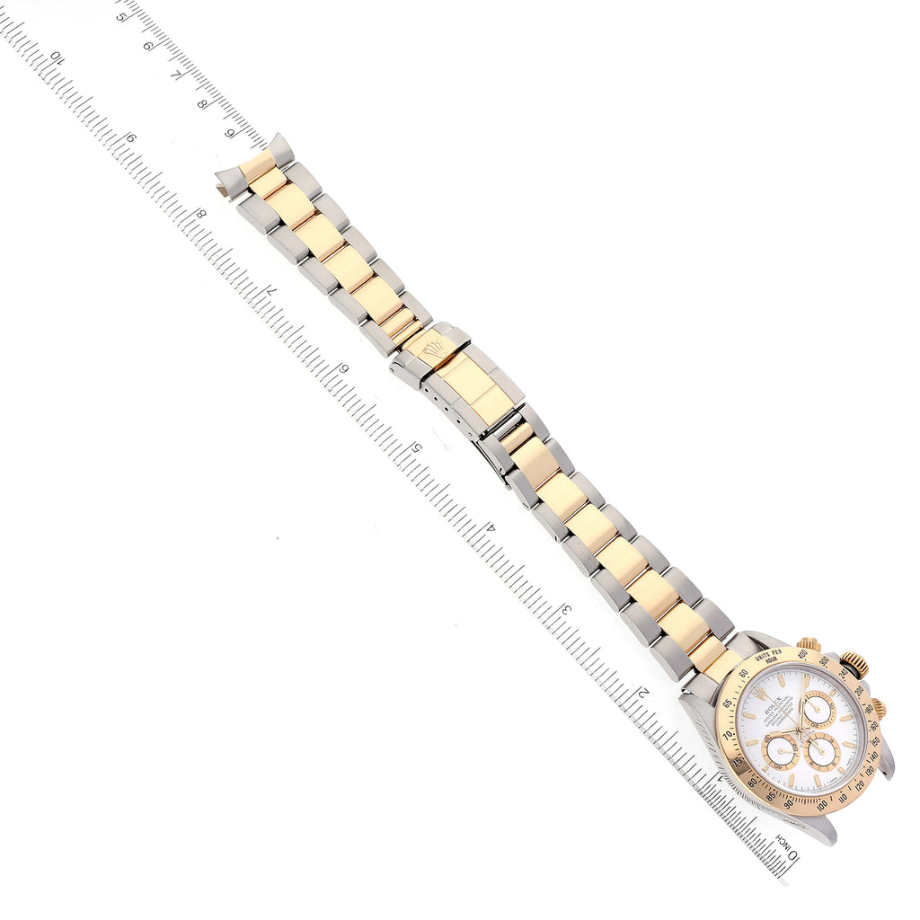 Rolex Daytona Steel Yellow Gold White Dial Mens Watch 16523 Box Papers
