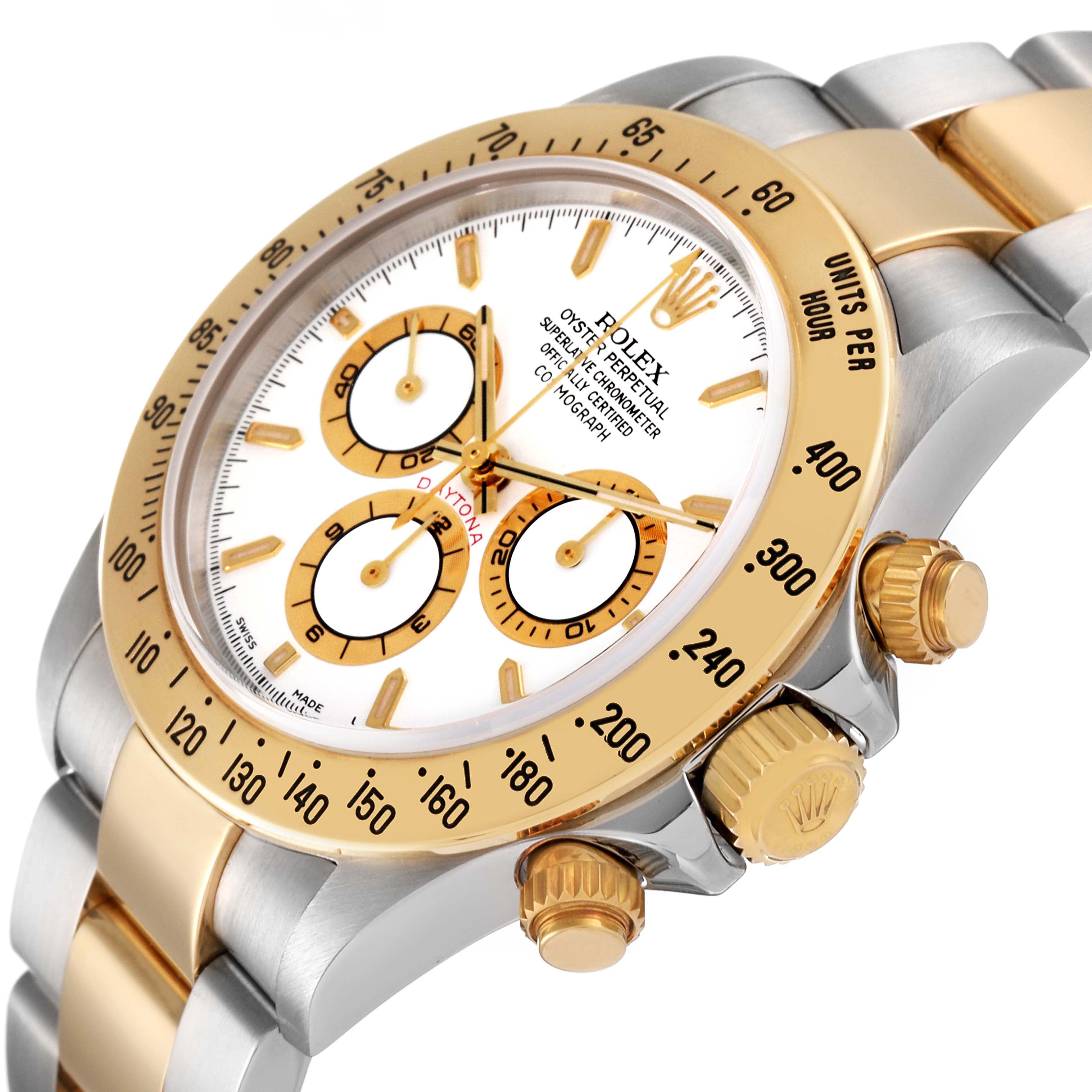 Rolex Daytona Steel Yellow Gold White Dial Zenith Movement Mens Watch 16523