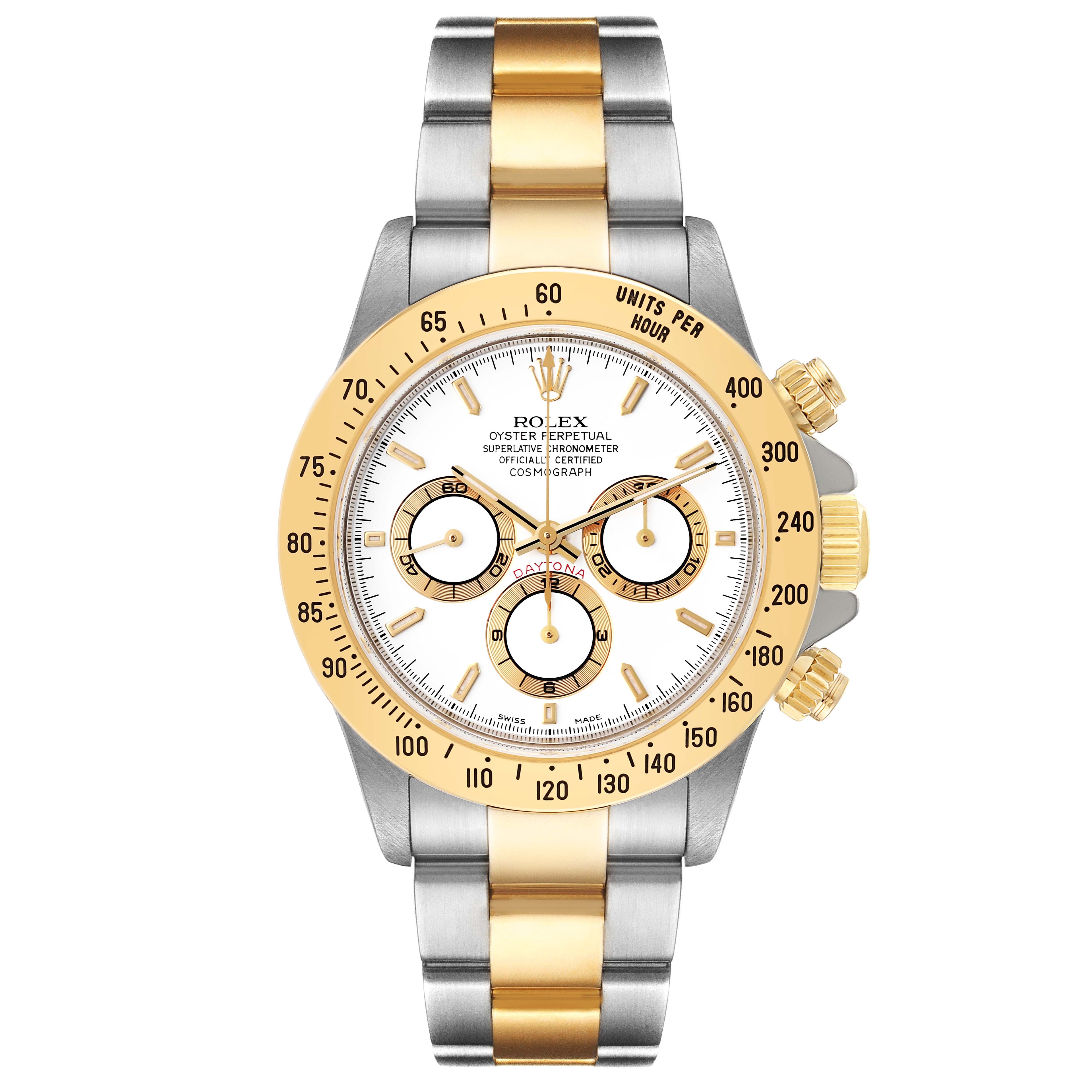 Rolex Daytona Steel Yellow Gold White Dial Zenith Movement Mens Watch 16523