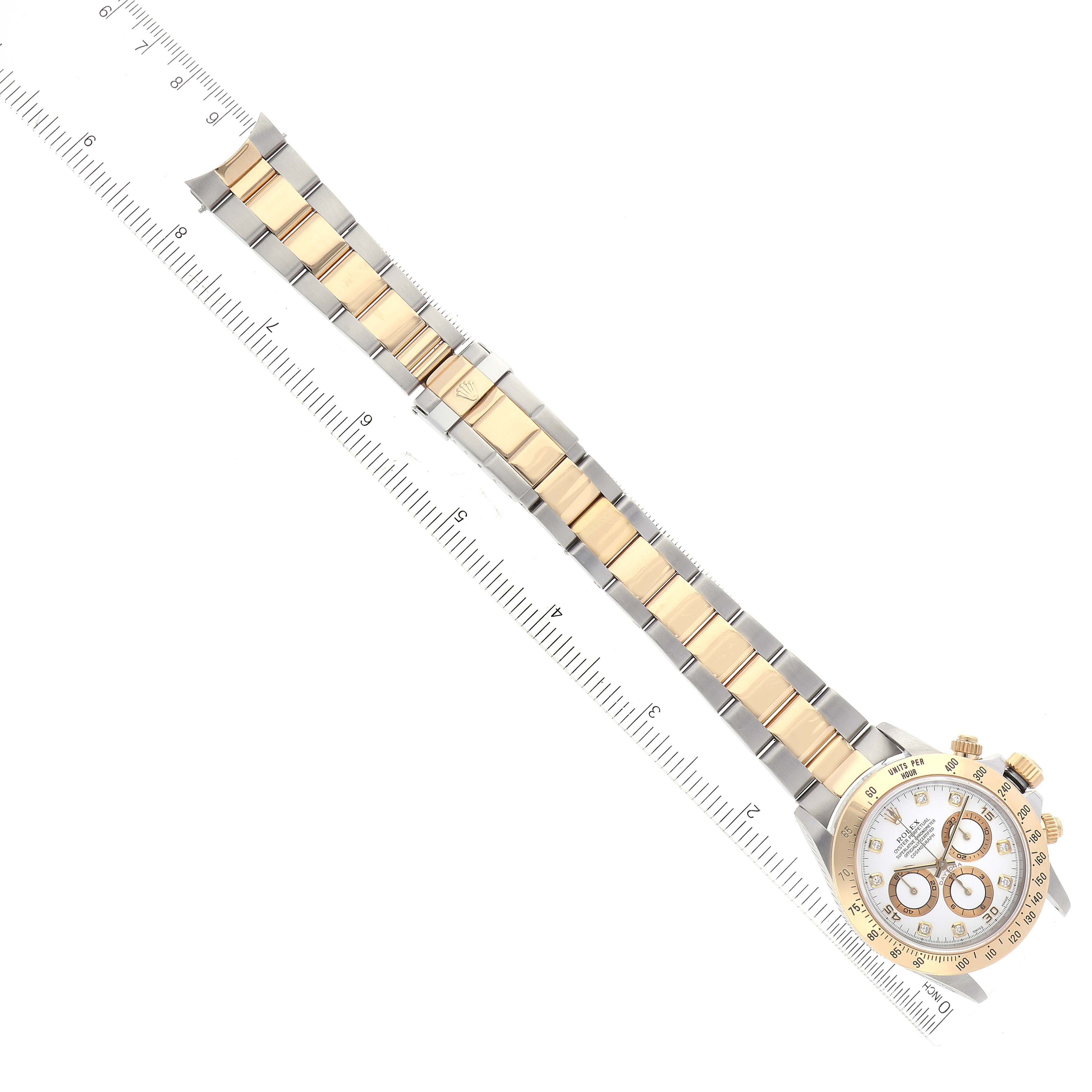Rolex Daytona Steel Yellow Gold White Diamond Dial Mens Watch 16523