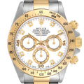 Rolex Daytona Steel Yellow Gold White Diamond Dial Mens Watch 16523