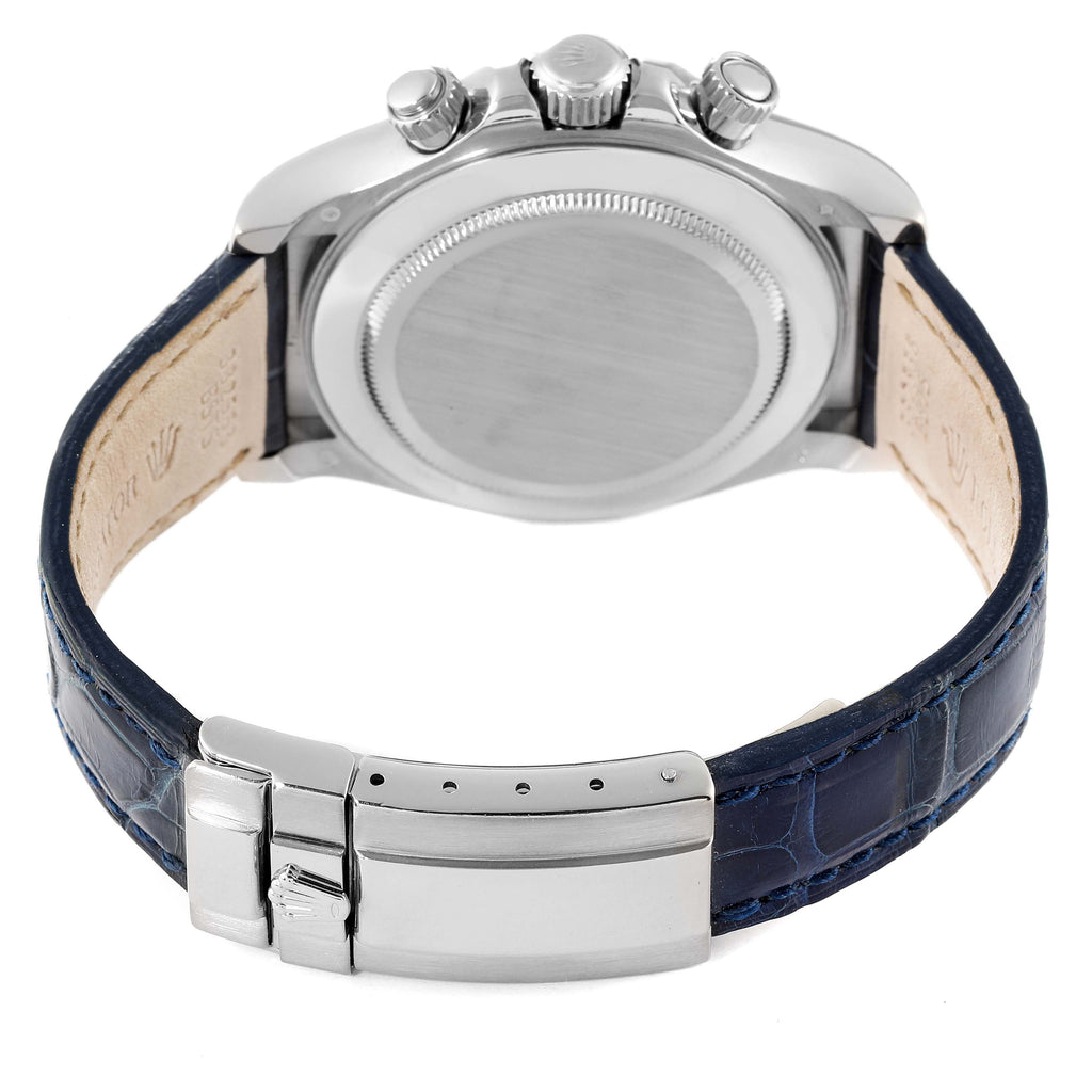 Rolex Daytona White Gold Blue Strap Chronograph Mens Watch 116519