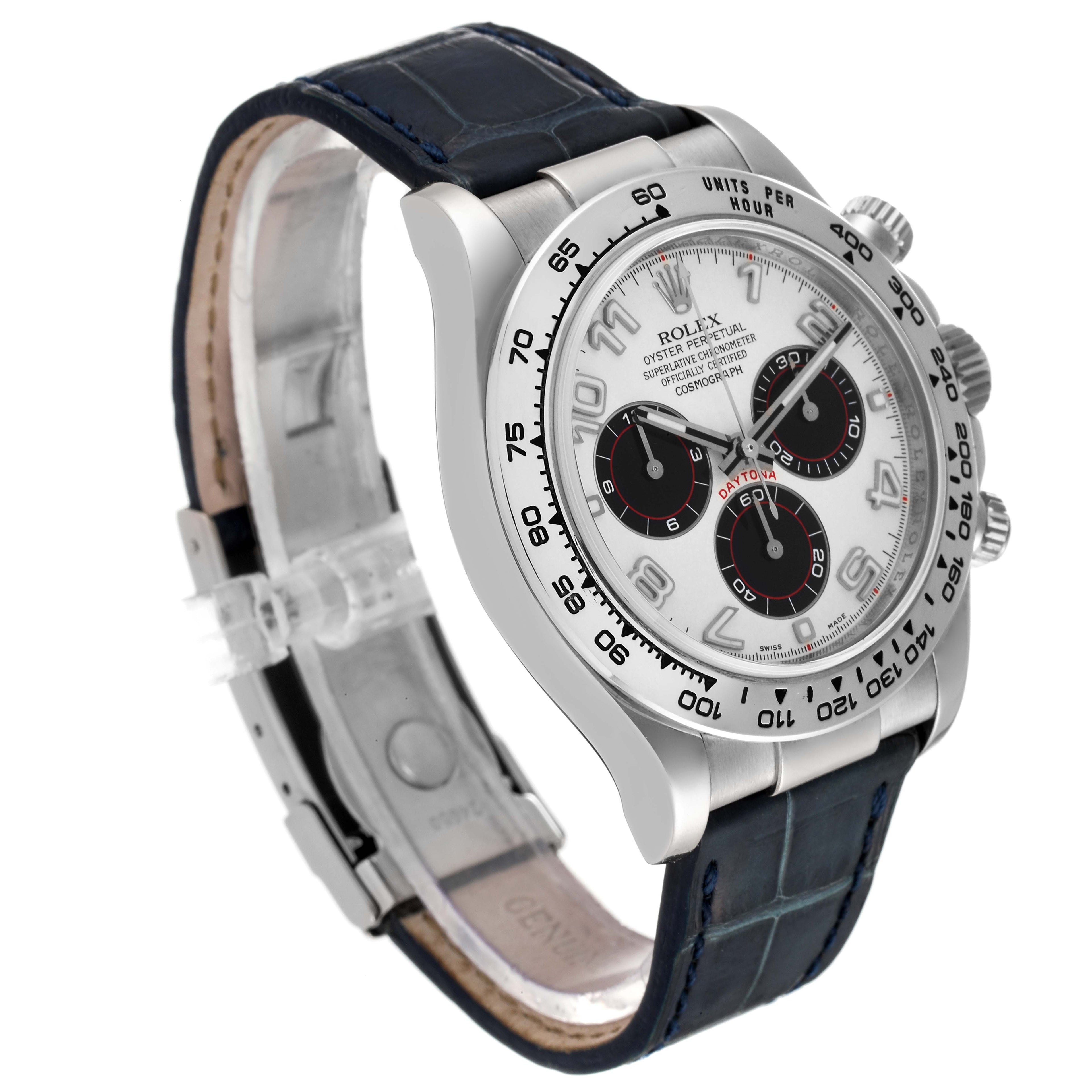 Rolex Daytona White Gold Blue Strap Chronograph Mens Watch 116519