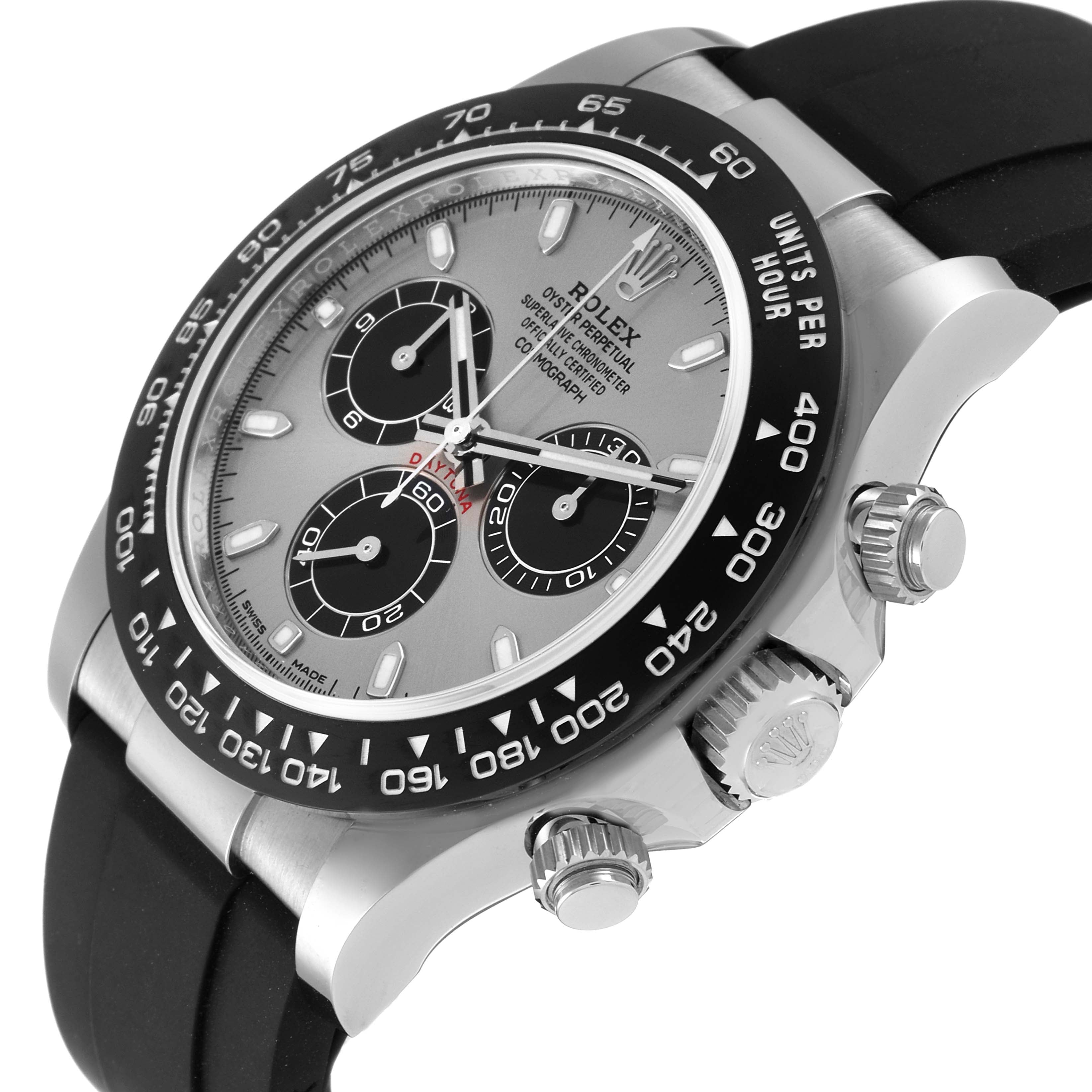 Rolex Daytona White Gold  Grey Dial  Rubber Strap Mens Watch 116519 Unworn