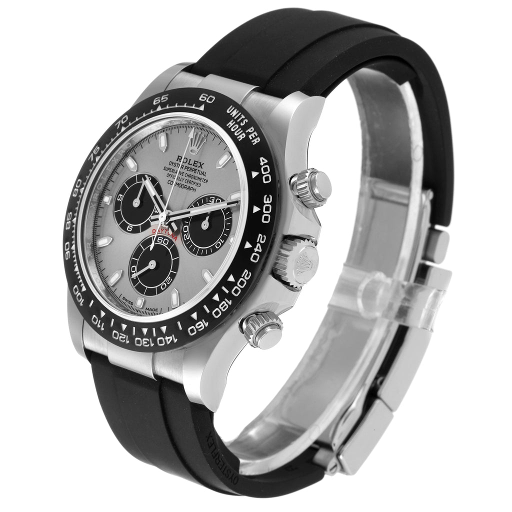 Rolex Daytona White Gold  Grey Dial  Rubber Strap Mens Watch 116519 Unworn