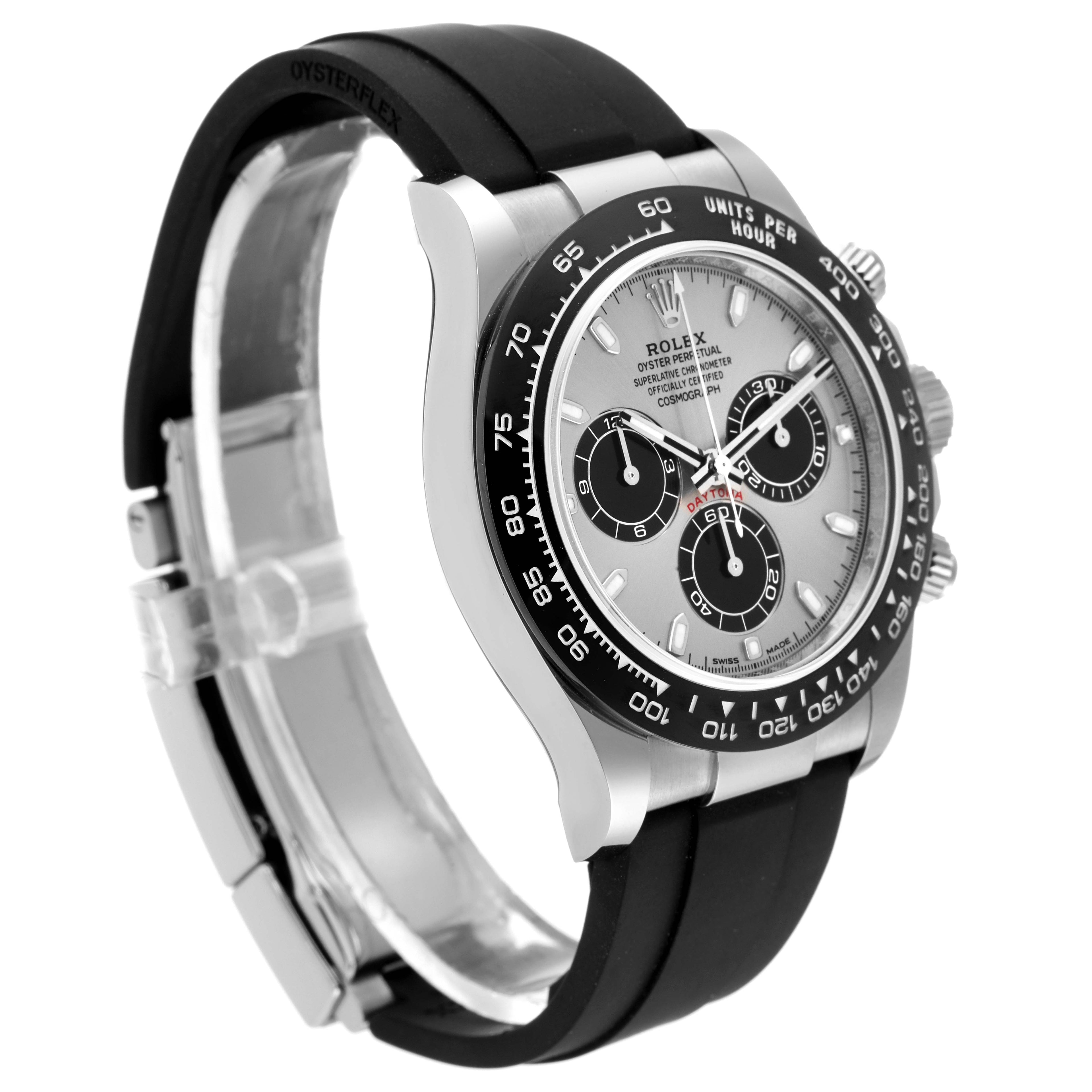 Rolex Daytona White Gold  Grey Dial  Rubber Strap Mens Watch 116519 Unworn