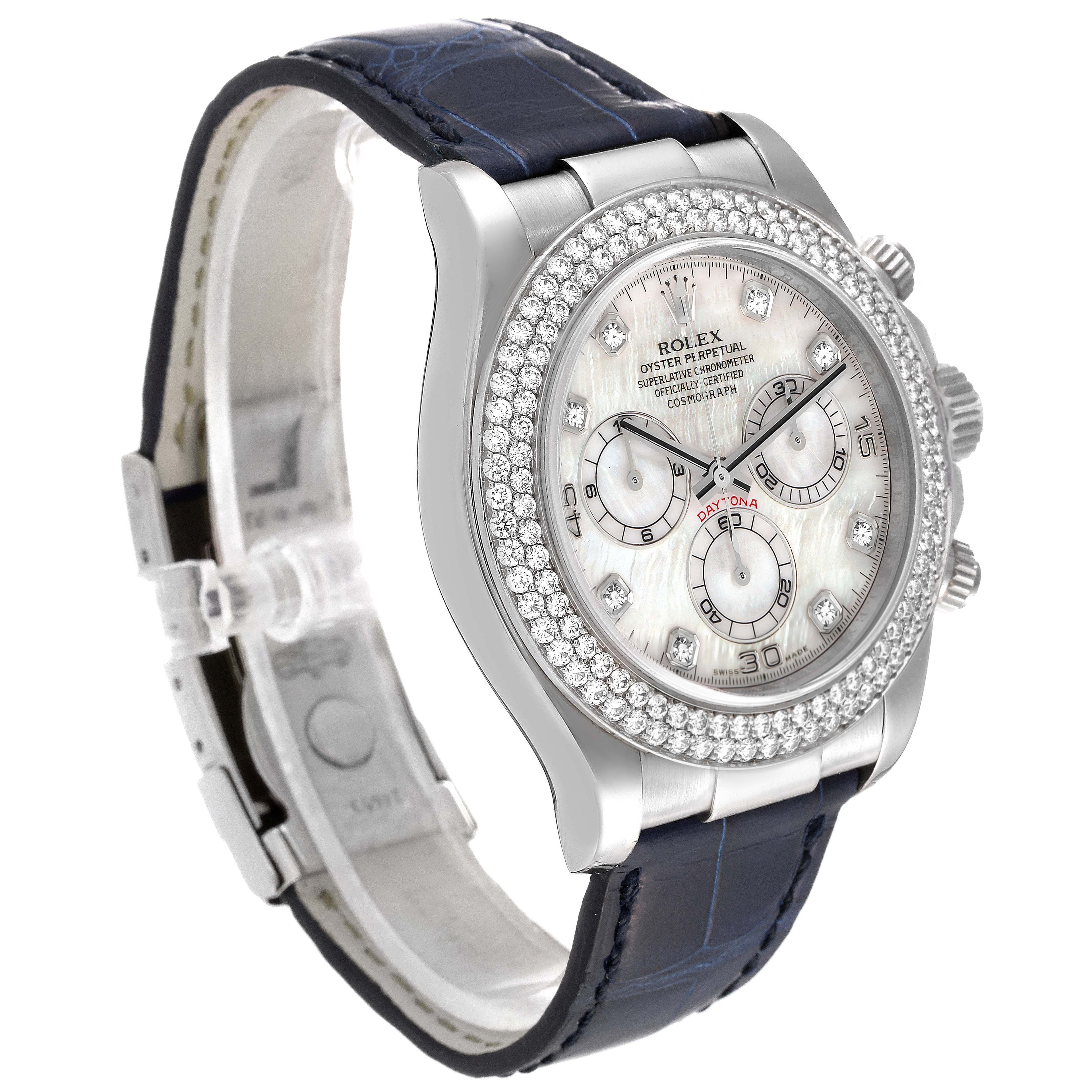 Rolex Daytona White Gold Mother of Pearl Diamond Mens Watch 116589