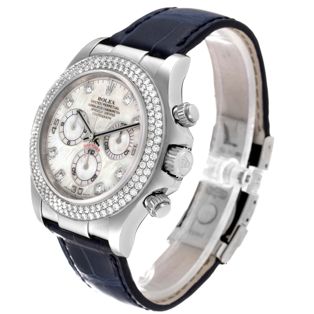 Rolex Daytona White Gold Mother of Pearl Diamond Mens Watch 116589