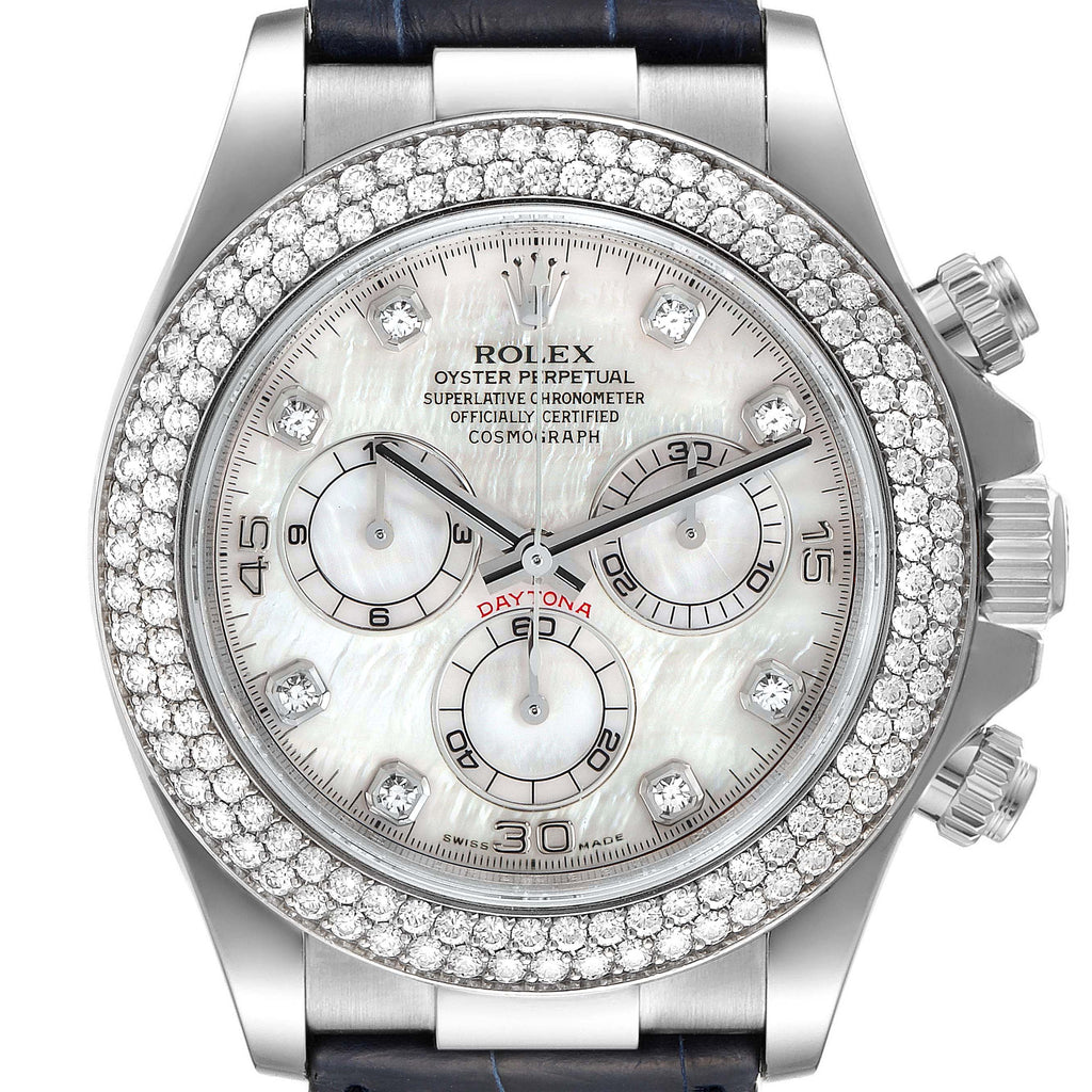 Rolex Daytona White Gold Mother of Pearl Diamond Mens Watch 116589