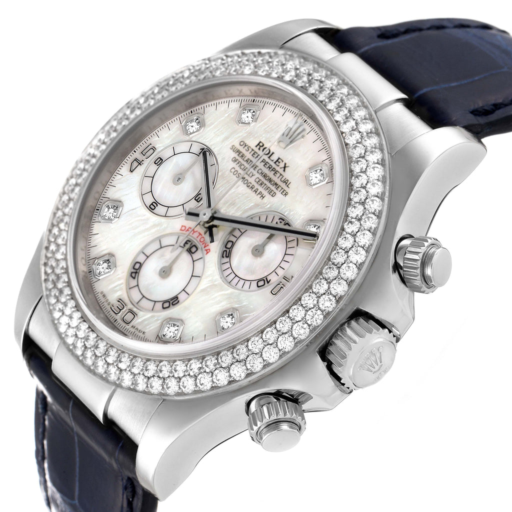 Rolex Daytona White Gold Mother of Pearl Diamond Mens Watch 116589