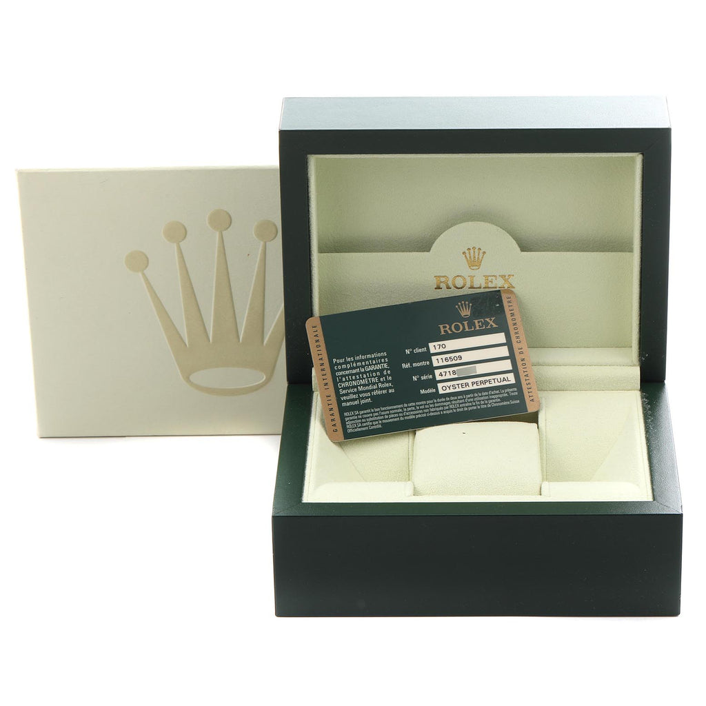 Rolex Daytona White Gold Silver Dial Mens Watch 116509 Box Card + ADD ONE LINK IN THE BOX