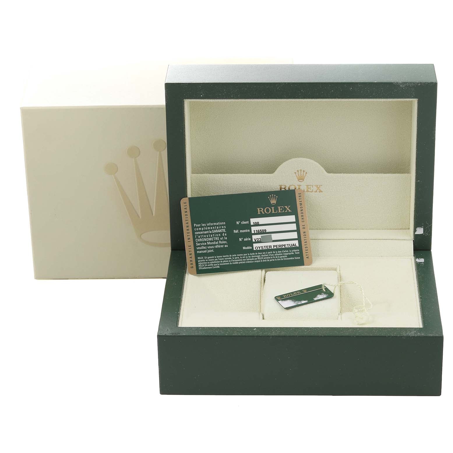 Rolex Daytona White Gold Silver Racing Dial Mens Watch 116509 Box Card