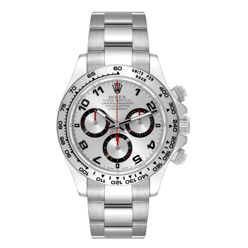 Rolex Daytona White Gold Silver Racing Dial Mens Watch 116509 Box Card