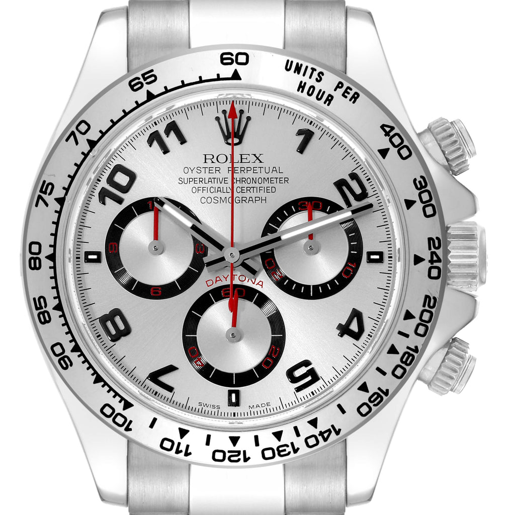 Rolex Daytona White Gold Silver Racing Dial Mens Watch 116509 Box Card