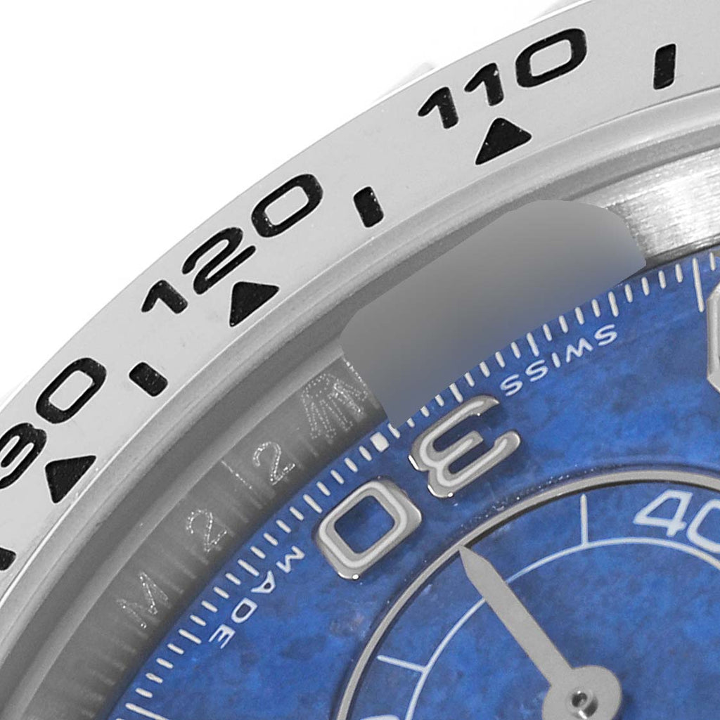 Rolex Daytona White Gold Sodalite Stone Diamond Mens Watch 116519 Box Card