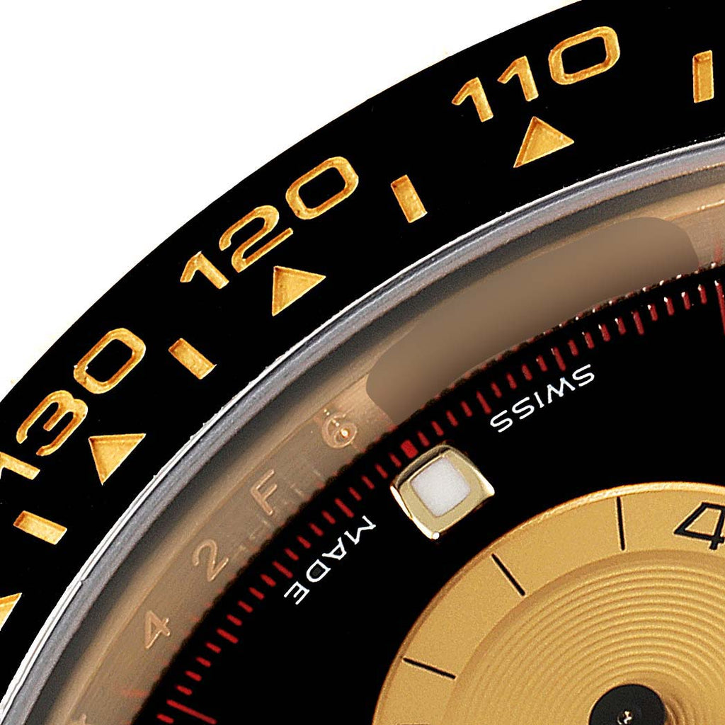 Rolex Daytona Yellow Gold Black Dial Ceramic Bezel Watch 116518 Box Card