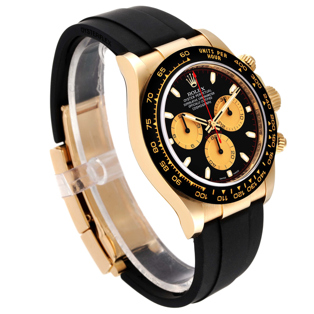 Rolex Daytona Yellow Gold Black Dial Ceramic Bezel Watch 116518 Box Card