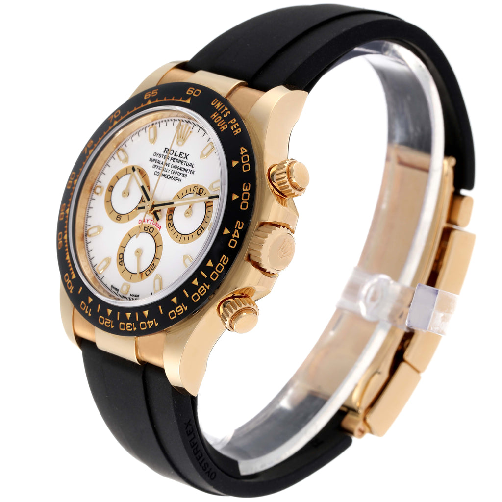 Rolex Daytona Yellow Gold Ceramic Bezel Rubber Strap Watch 116518