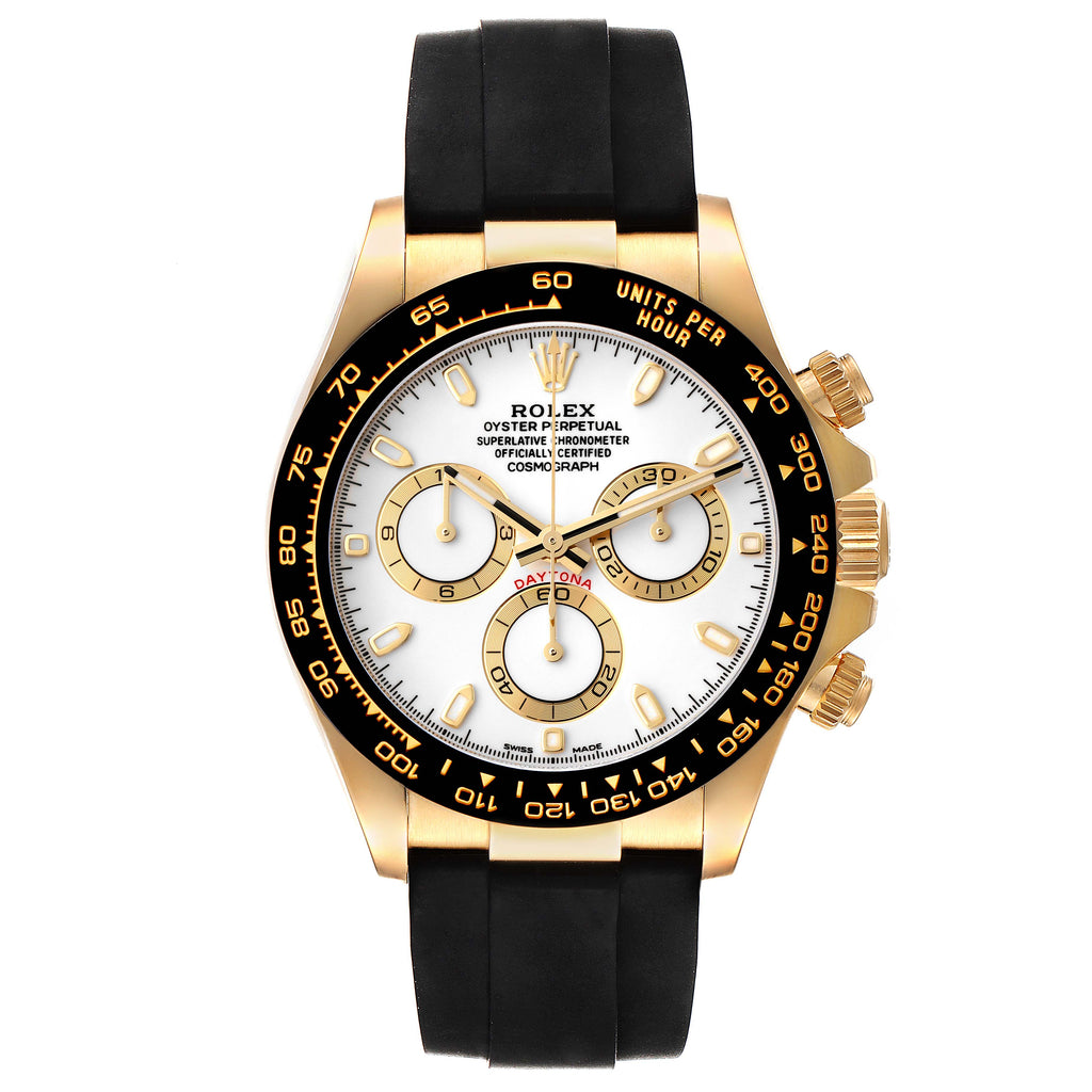 Rolex Daytona Yellow Gold Ceramic Bezel Rubber Strap Watch 116518
