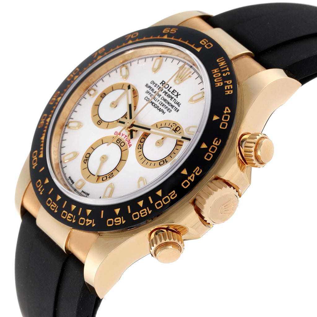 Rolex Daytona Yellow Gold Ceramic Bezel Rubber Strap Watch 116518