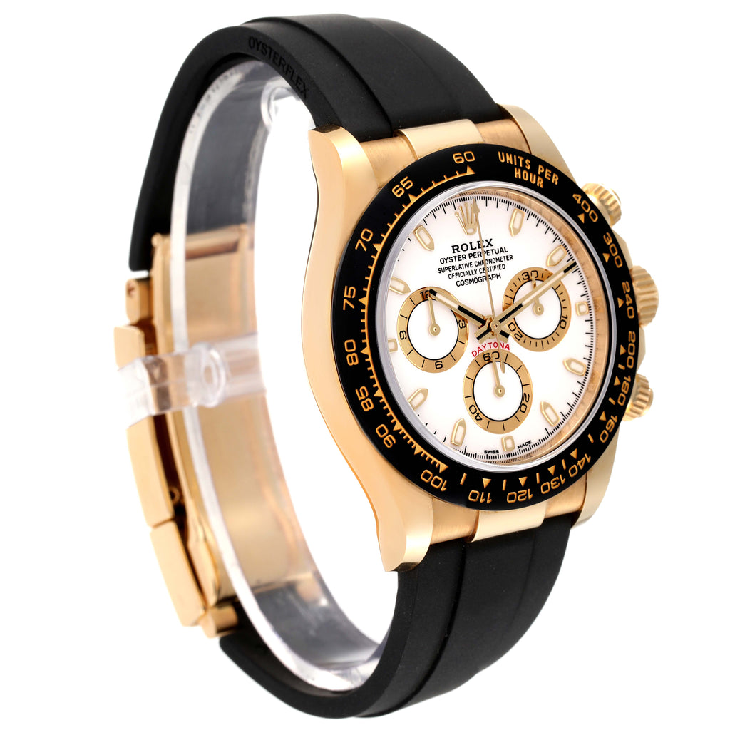Rolex Daytona Yellow Gold Ceramic Bezel Rubber Strap Watch 116518