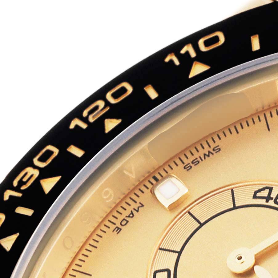 Rolex Daytona Yellow Gold Champagne Dial Ceramic Bezel Mens Watch 116518 Unworn