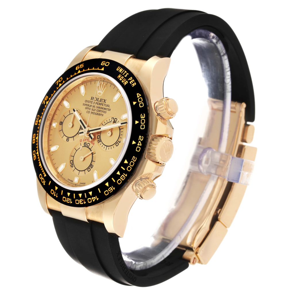 Rolex Daytona Yellow Gold Champagne Dial Ceramic Bezel Mens Watch 116518 Unworn
