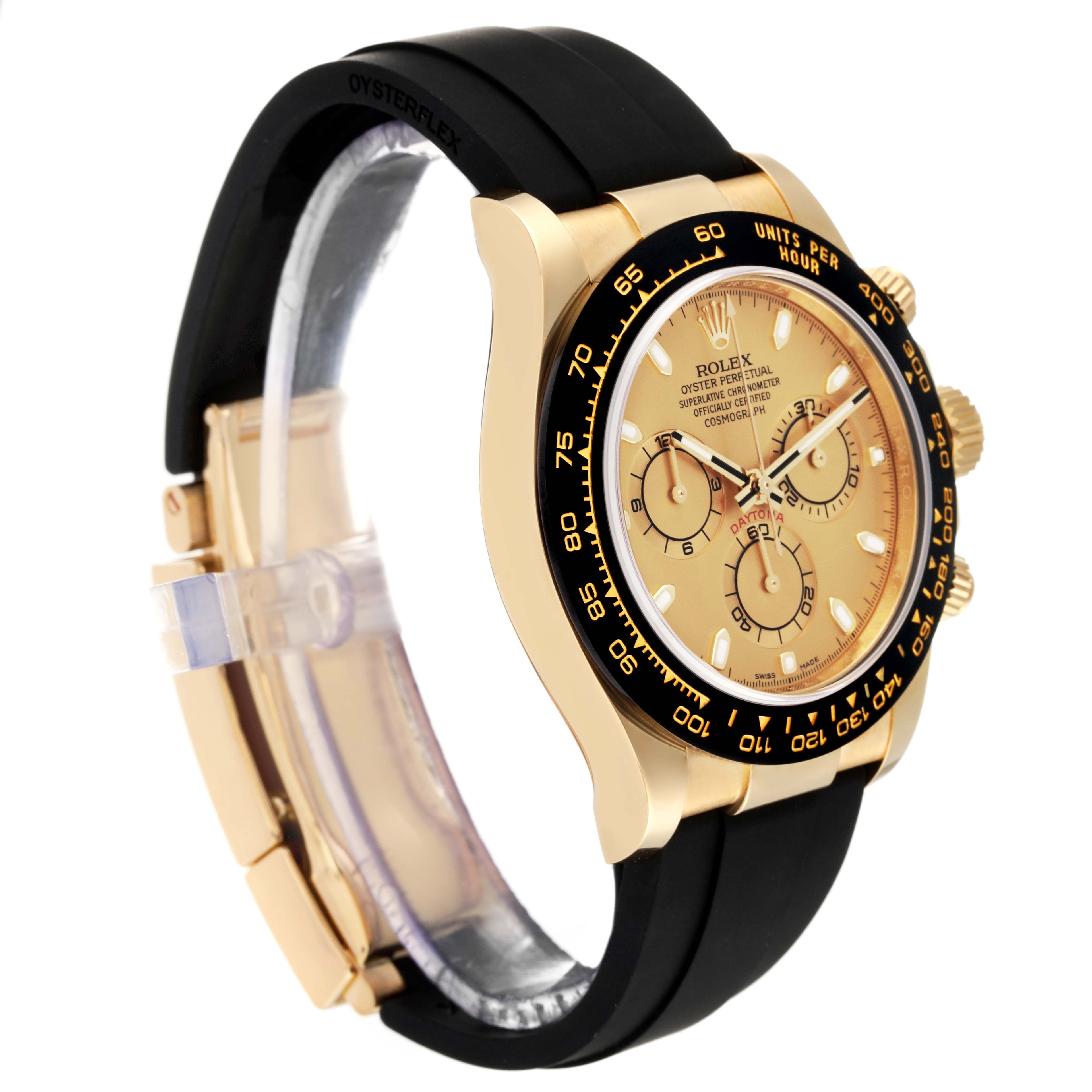 Rolex Daytona Yellow Gold Champagne Dial Ceramic Bezel Mens Watch 116518 Unworn