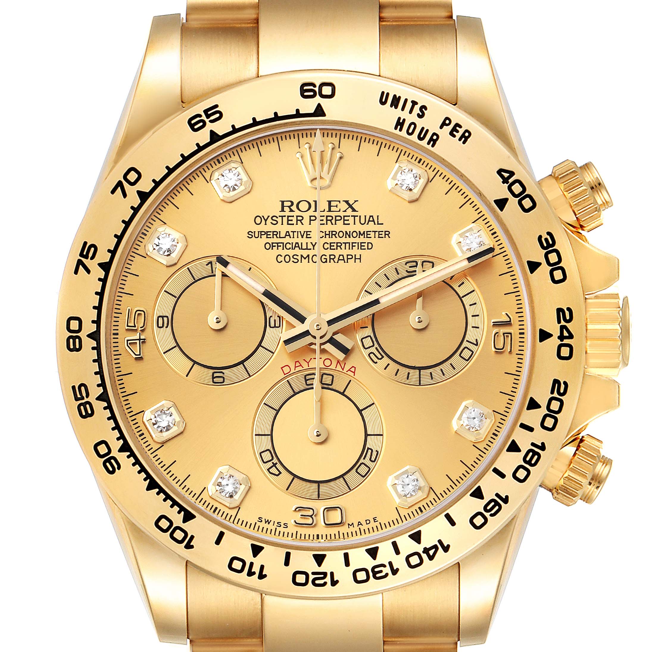 Rolex Daytona Yellow Gold Champagne Diamond Dial Mens Watch 116508