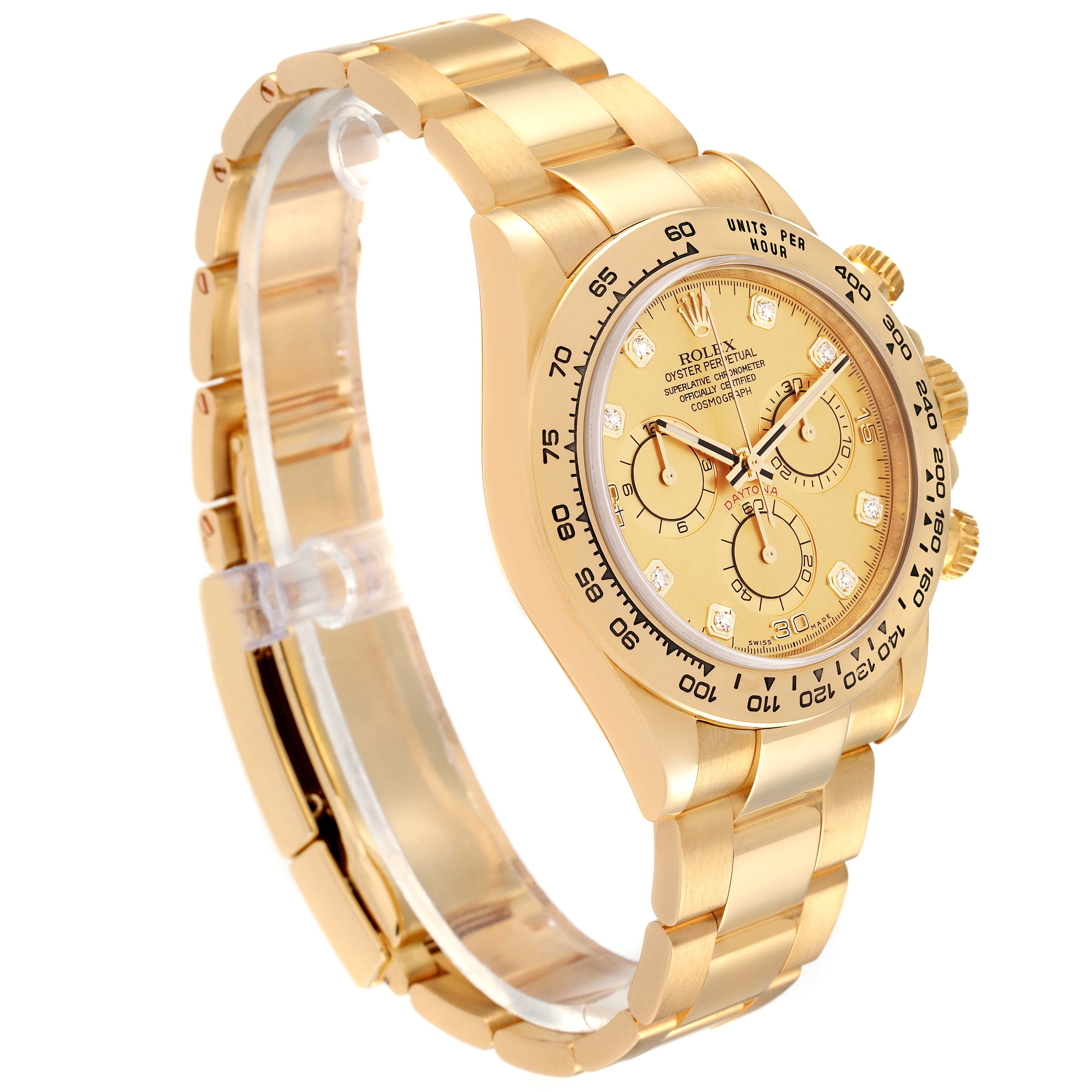 Rolex Daytona Yellow Gold Champagne Diamond Dial Mens Watch 116508