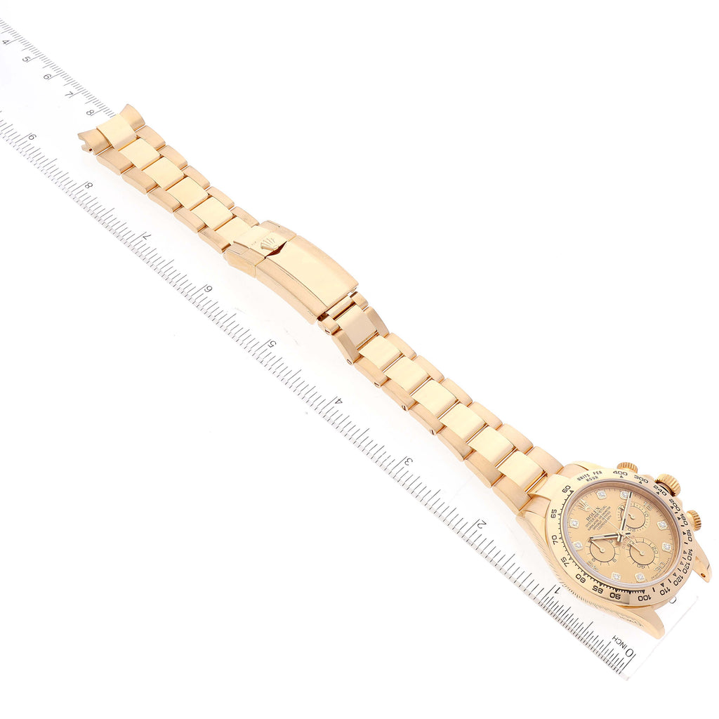 Rolex Daytona Yellow Gold Champagne Diamond Dial Mens Watch 116508