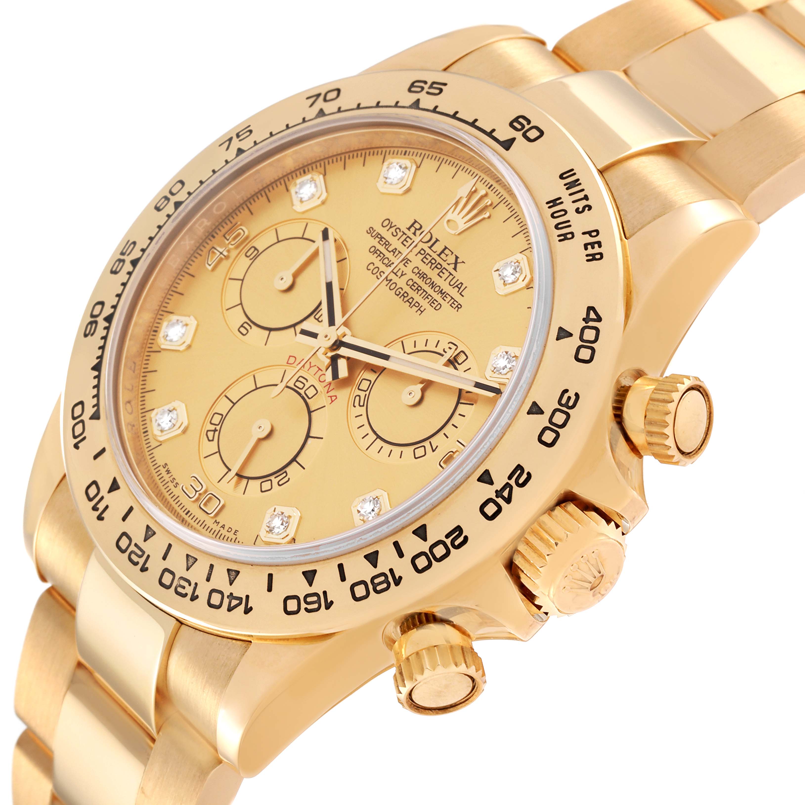 Rolex Daytona Yellow Gold Champagne Diamond Dial Mens Watch 116508