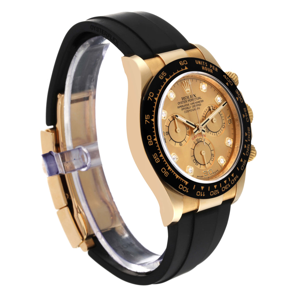 Rolex Daytona Yellow Gold Diamond Dial Ceramic Bezel Mens Watch 116518 Unworn