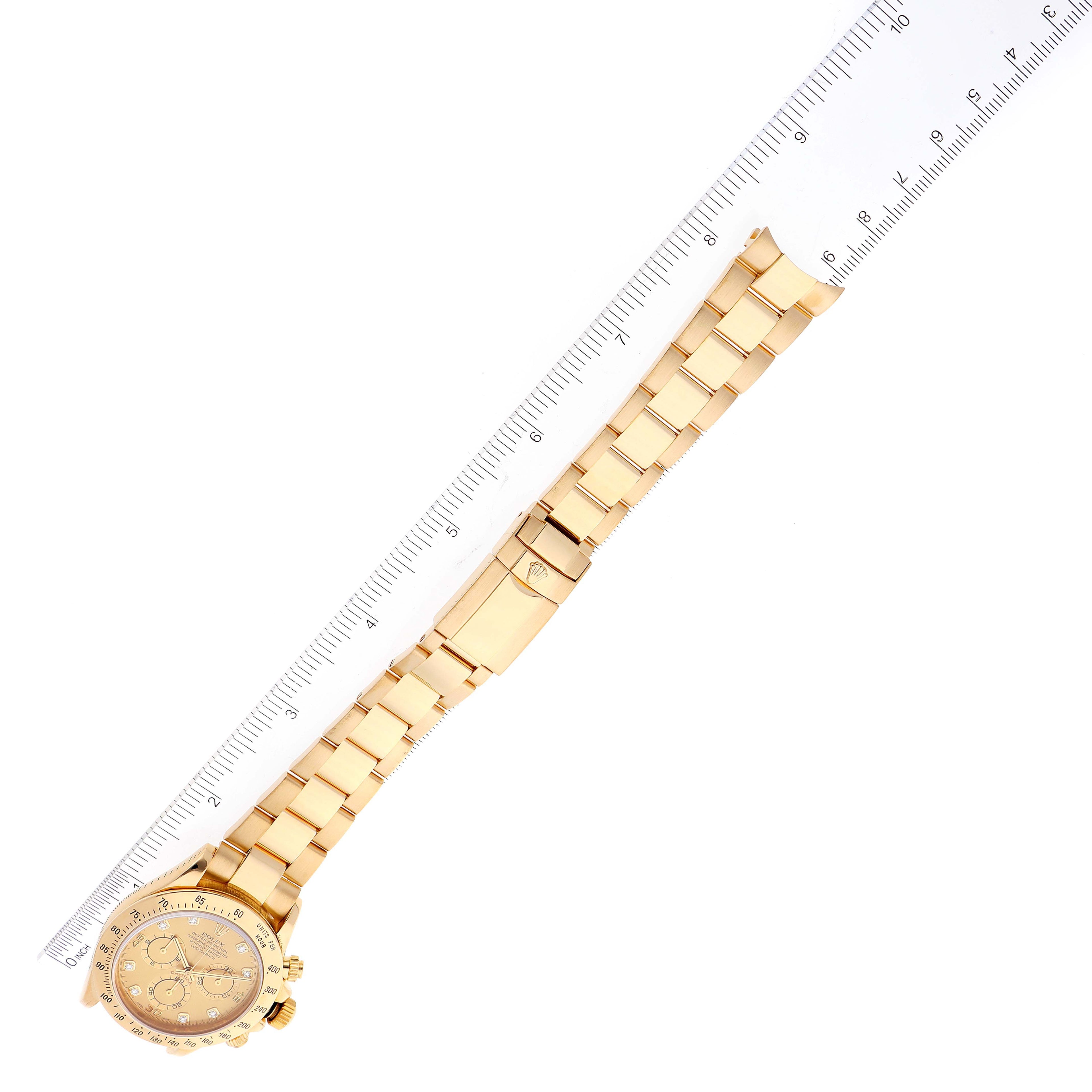 Rolex Daytona Yellow Gold Diamond Dial Mens Watch 116528 Box Papers
