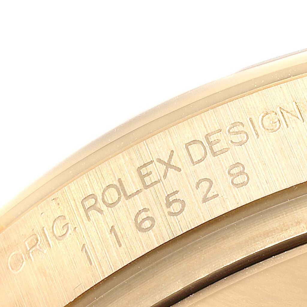 Rolex Daytona Yellow Gold Diamond Dial Mens Watch 116528 Box Papers