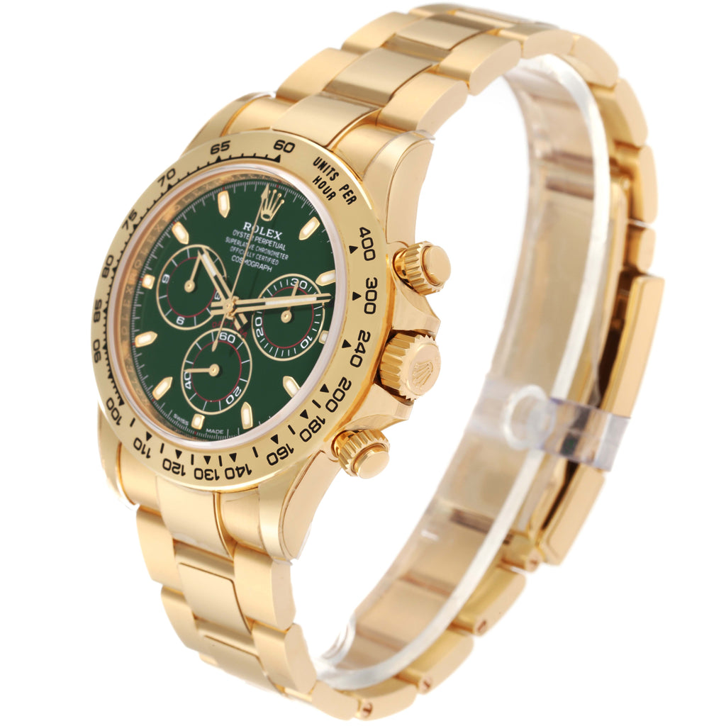 Rolex Daytona Yellow Gold Green Dial Mens Watch 116508 Unworn