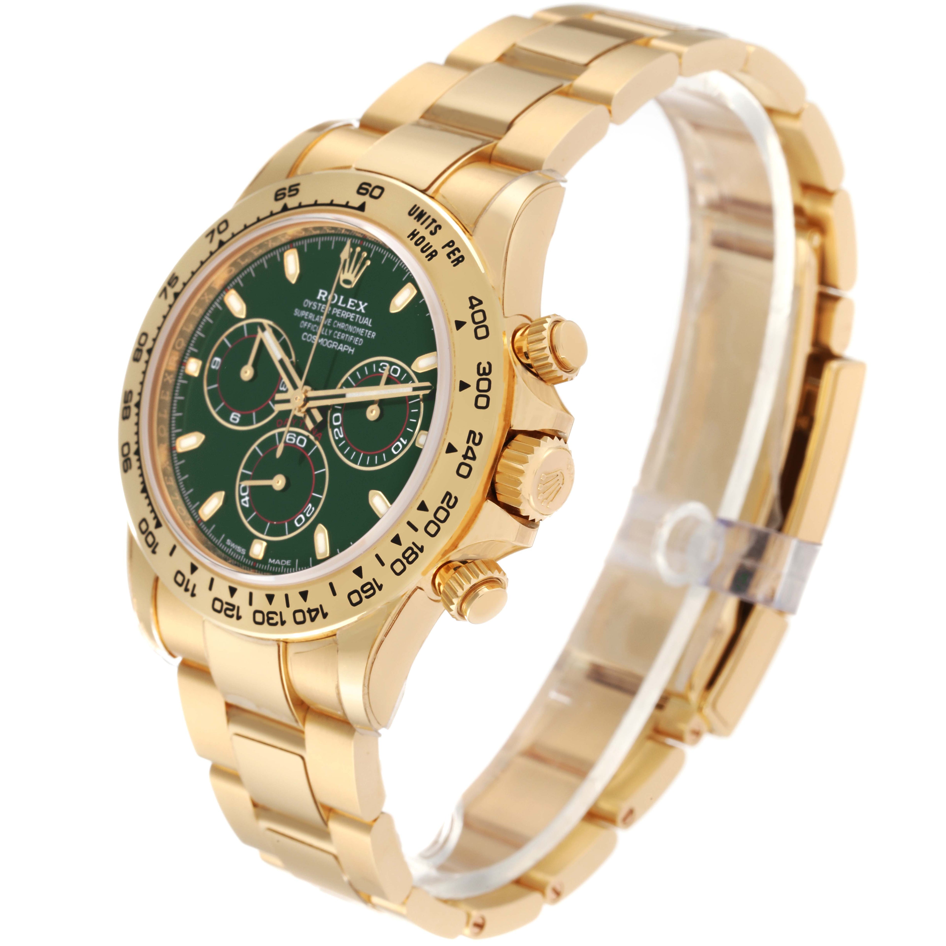 Rolex Daytona Yellow Gold Green Dial Mens Watch 116508 Unworn