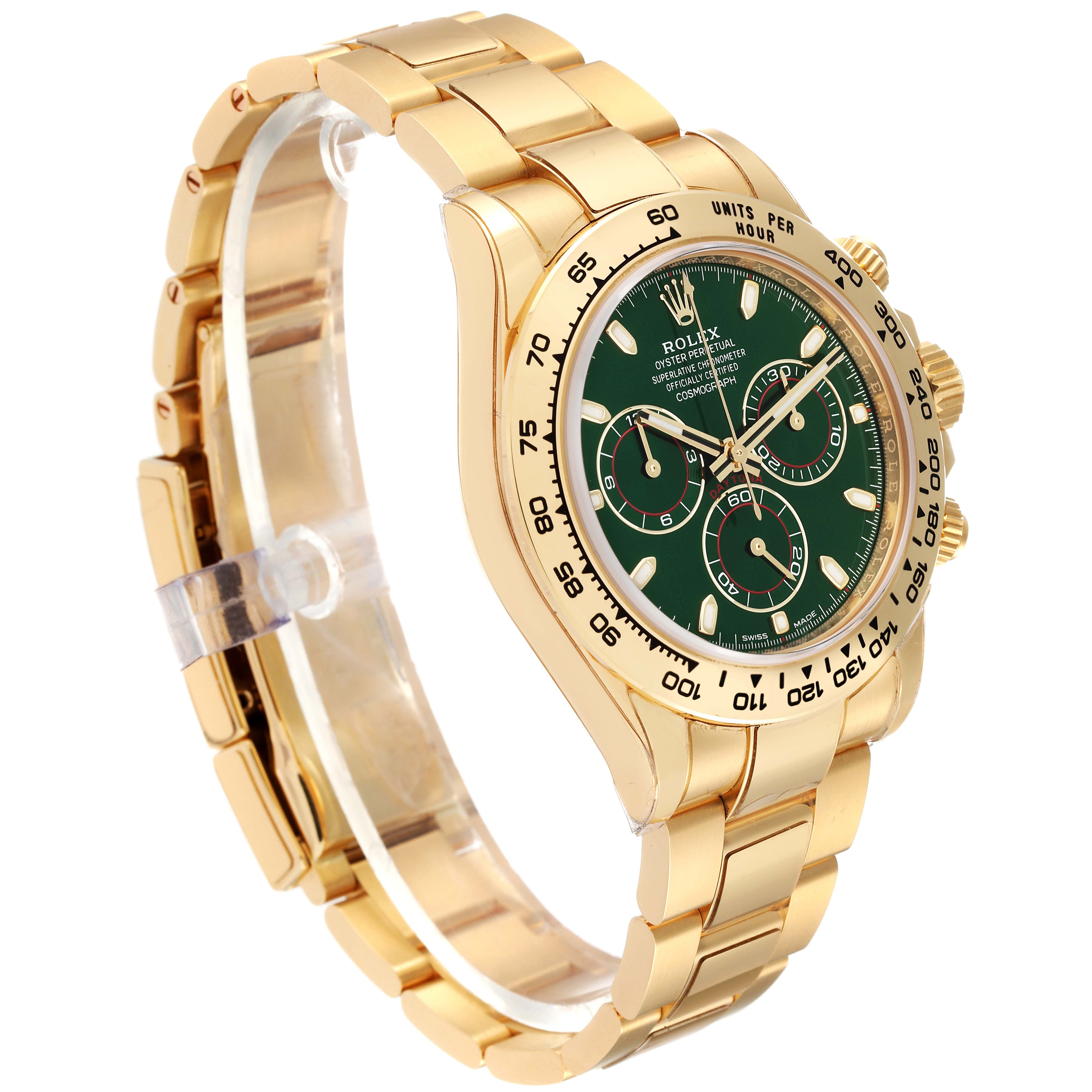 Rolex Daytona Yellow Gold Green Dial Mens Watch 116508 Unworn