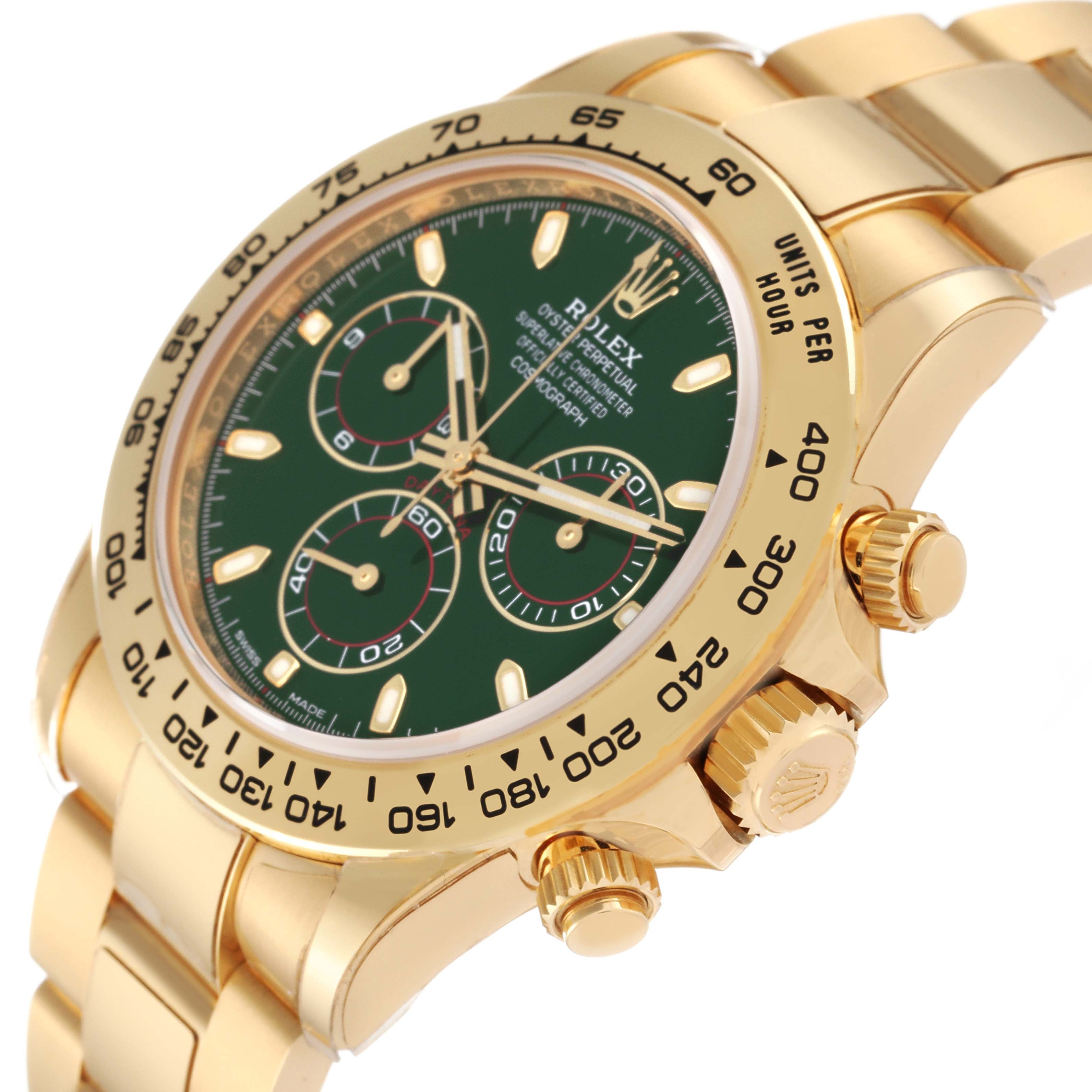 Rolex Daytona Yellow Gold Green Dial Mens Watch 116508 Unworn