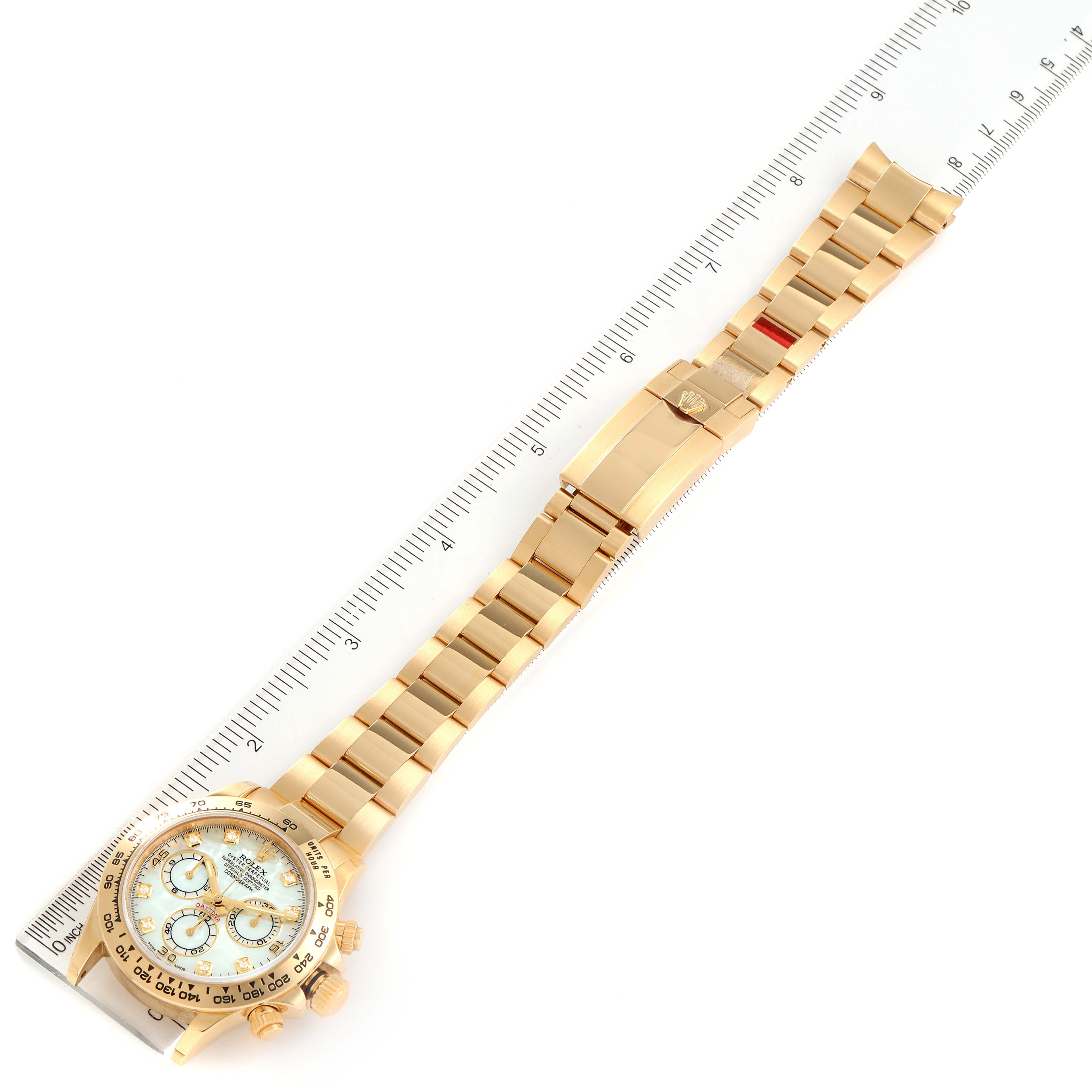 Rolex Daytona Yellow Gold MOP Diamond Dial Mens Watch 116508 Box Card