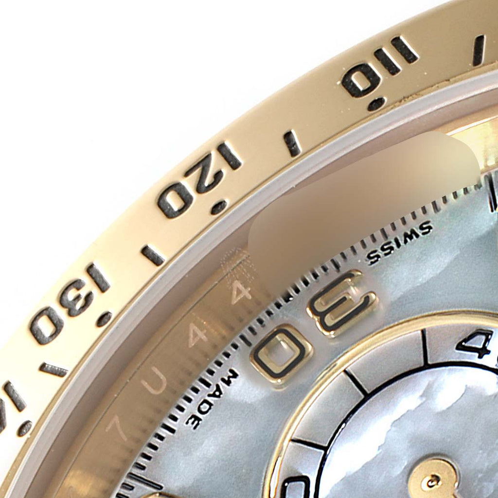 Rolex Daytona Yellow Gold MOP Diamond Dial Mens Watch 116528 Box Card