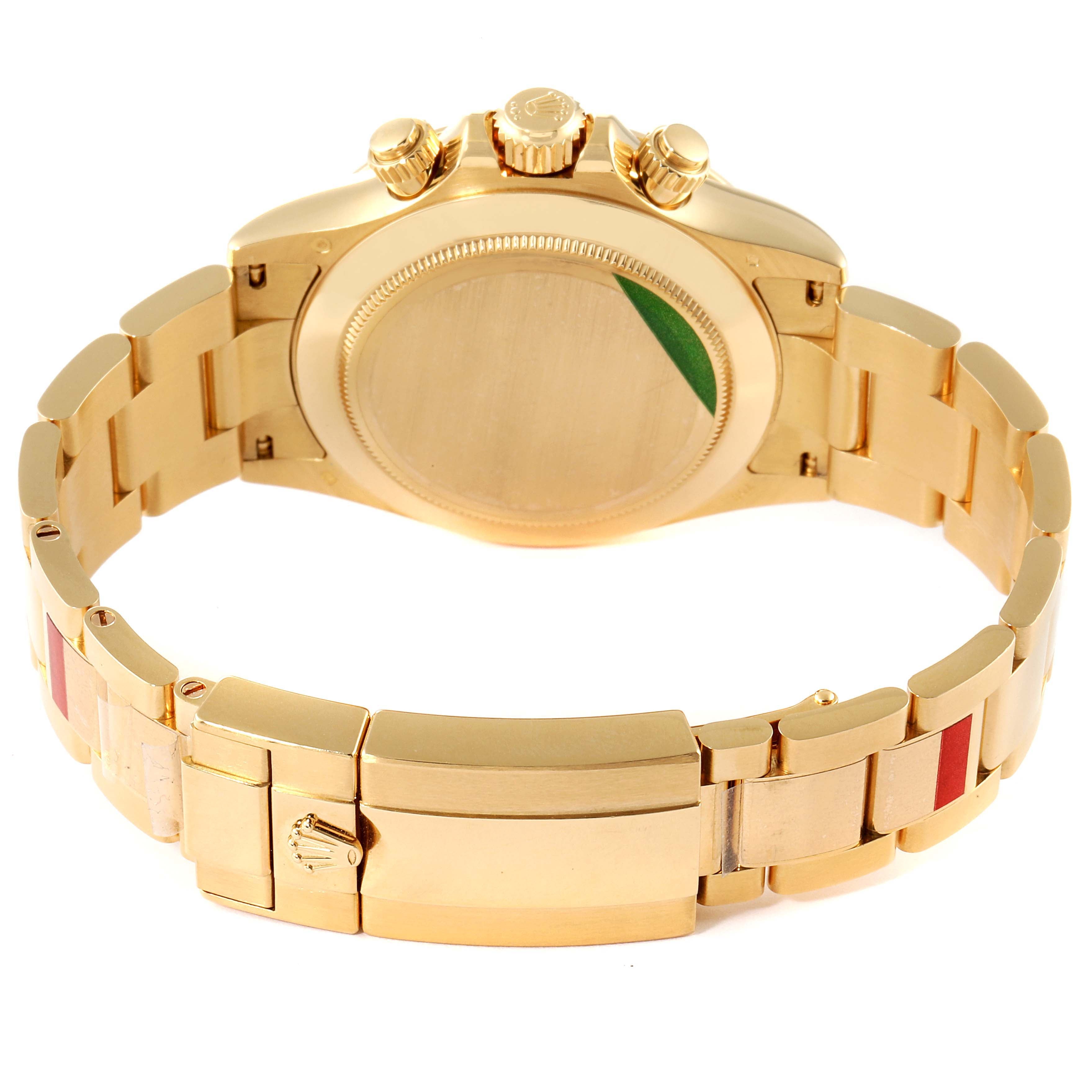 Rolex Daytona Yellow Gold MOP Diamond Dial Mens Watch 116528 Box Card